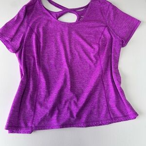 Danskin Magenta Striped Short Sleeve Tee